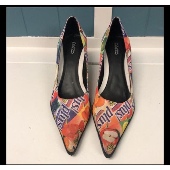 Pazzo fruit candy‎ wrapper advertisement heels Made in Brazil women’s 8.5 Narrow - Picture 5 of 9